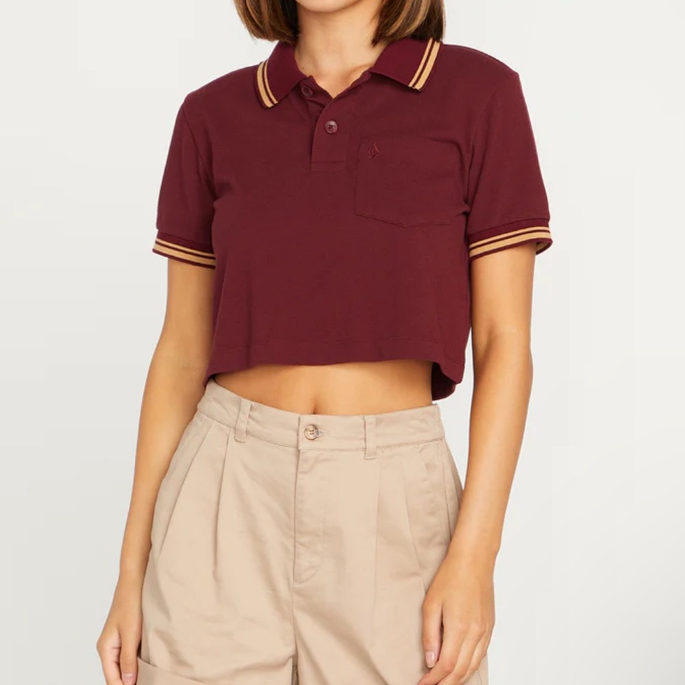 Volcom Poolup Cropped Polo Shirt S